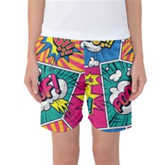 Comic Colorful Seamless Pattern Women s Basketball Shorts by Amaryn4rt