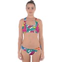 Comic Colorful Seamless Pattern Cross Back Hipster Bikini Set View1