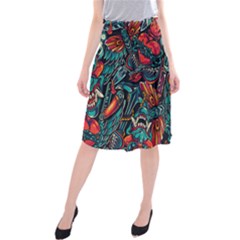 Vintage Tattoos Colorful Seamless Pattern Midi Beach Skirt by Amaryn4rt