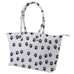 Dog Paws Pattern, Black And White Vector Illustration, Animal Love Theme Canvas Shoulder Bag by Casemiro