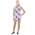 Poppies pattern, poppy flower symetric theme, floral design Short Sleeve Asymmetric Mini Dress View2