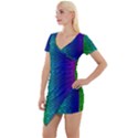 Rainbow colored scales pattern, full color palette, fish like Short Sleeve Asymmetric Mini Dress View1