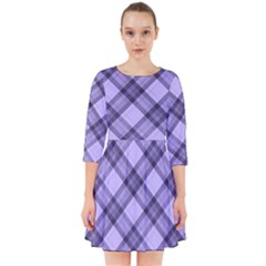 Pastel Purple And Steel Black Lines Pattern, Retro Tartan, Classic Plaid Smock Dress by Casemiro