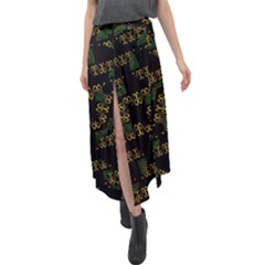 Modern Geometric Print Velour Split Maxi Skirt by dflcprintsclothing