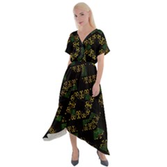 Modern Geometric Print Cross Front Sharkbite Hem Maxi Dress by dflcprintsclothing