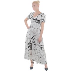 Hands Reference Art Drawing Button Up Short Sleeve Maxi Dress by Mariart