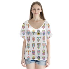 Female Reproductive System  V-neck Flutter Sleeve Top by ArtByAng