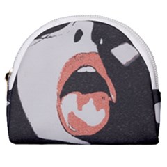 Wide Open And Ready - Kinky Girl Face In The Dark Horseshoe Style Canvas Pouch by Casemiro