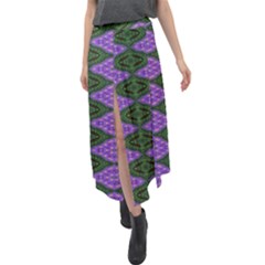 Digital Grapes Velour Split Maxi Skirt by Sparkle