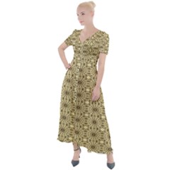 Digital Flowers Button Up Short Sleeve Maxi Dress by Sparkle