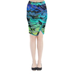 Digital Abstract Midi Wrap Pencil Skirt by Sparkle