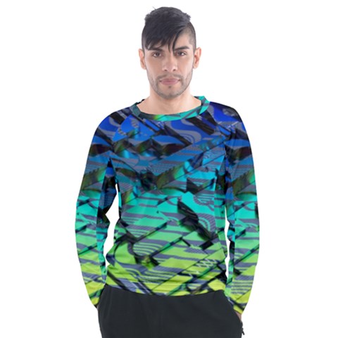 Digital Abstract Men s Long Sleeve Raglan Tee by Sparkle