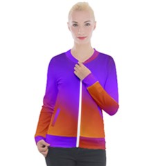 Violet Orange Casual Zip Up Jacket by Sparkle