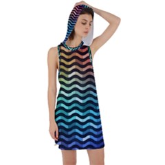 Digital Waves Racer Back Hoodie Dress by Sparkle