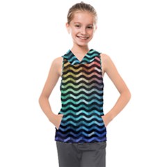 Digital Waves Kids  Sleeveless Hoodie by Sparkle