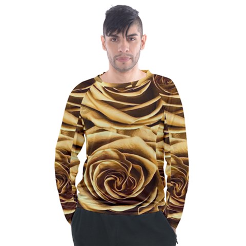 Gold Roses Men s Long Sleeve Raglan Tee by Sparkle