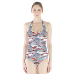 Golden Fishes Halter Swimsuit by Sparkle