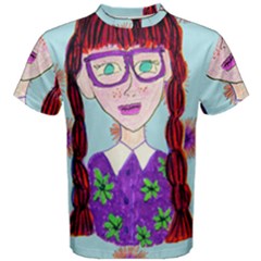 Purple Glasses Girl Wall Men s Cotton Tee by snowwhitegirl