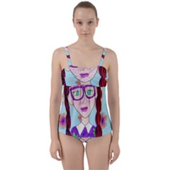 Purple Glasses Girl Wall Twist Front Tankini Set by snowwhitegirl