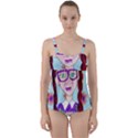 Purple Glasses Girl Wall Twist Front Tankini Set View1