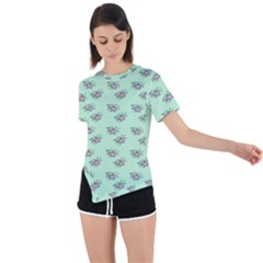 Zodiac Bat Pink Mint Asymmetrical Short Sleeve Sports Tee by snowwhitegirl