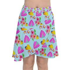 Girl With Hood Cape Heart Lemon Pattern Blue Chiffon Wrap Front Skirt by snowwhitegirl