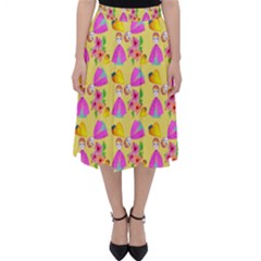 Girl With Hood Cape Heart Lemon Pattern Yellow Classic Midi Skirt by snowwhitegirl