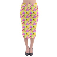 Girl With Hood Cape Heart Lemon Pattern Yellow Midi Pencil Skirt by snowwhitegirl