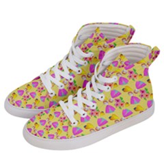 Girl With Hood Cape Heart Lemon Pattern Yellow Women s Hi-top Skate Sneakers by snowwhitegirl