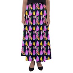 Girl With Hood Cape Heart Lemon Pattern Black Flared Maxi Skirt by snowwhitegirl