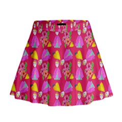 Girl With Hood Cape Heart Lemon Pattern Pink Mini Flare Skirt by snowwhitegirl