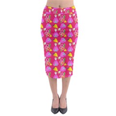 Girl With Hood Cape Heart Lemon Pattern Pink Midi Pencil Skirt by snowwhitegirl