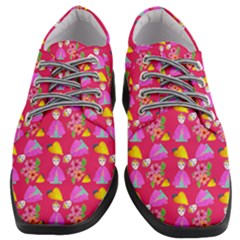 Girl With Hood Cape Heart Lemon Pattern Pink Women Heeled Oxford Shoes by snowwhitegirl