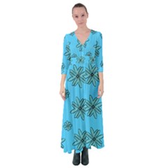 Blue Repeat Pattern Button Up Maxi Dress by emmamatrixworm