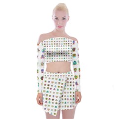 All The Aliens Teeny Off Shoulder Top With Mini Skirt Set by ArtByAng