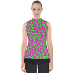 Neon Big Cat Mock Neck Shell Top by Angelandspot