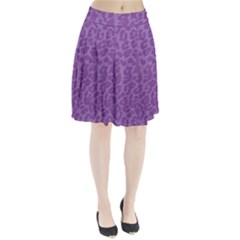 Purple Big Cat Pattern Pleated Skirt by Angelandspot