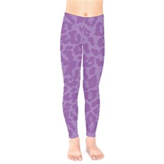 Purple Big Cat Pattern Kids  Leggings by Angelandspot