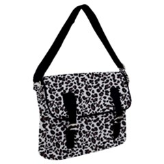 Leopard Spots, White, Brown Black, Animal Fur Print Buckle Messenger Bag by Casemiro