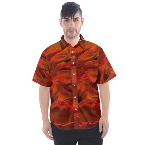 Fire Lion Flame Light Mystical Men s Short Sleeve Shirt by HermanTelo