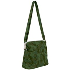 Green Army Camouflage Pattern Zipper Messenger Bag by SpinnyChairDesigns