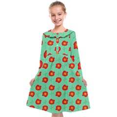 Flower Pattern Ornament Kids  Midi Sailor Dress by HermanTelo