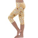 Cream Floral Kids  Lightweight Velour Capri Leggings  View2