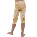 Cream Floral Kids  Lightweight Velour Capri Leggings  View4