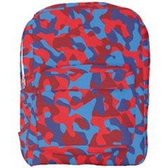 Red And Blue Camouflage Pattern Full Print Backpack by SpinnyChairDesigns