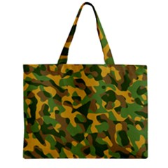 Yellow Green Brown Camouflage Zipper Mini Tote Bag by SpinnyChairDesigns