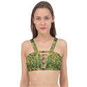 Yellow Green Brown Camouflage Cage Up Bikini Top View1