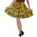 Green and Orange Camouflage Pattern A-line Skater Skirt View2