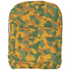 Green And Orange Camouflage Pattern Full Print Backpack by SpinnyChairDesigns