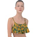 Green and Orange Camouflage Pattern Frill Bikini Top View1